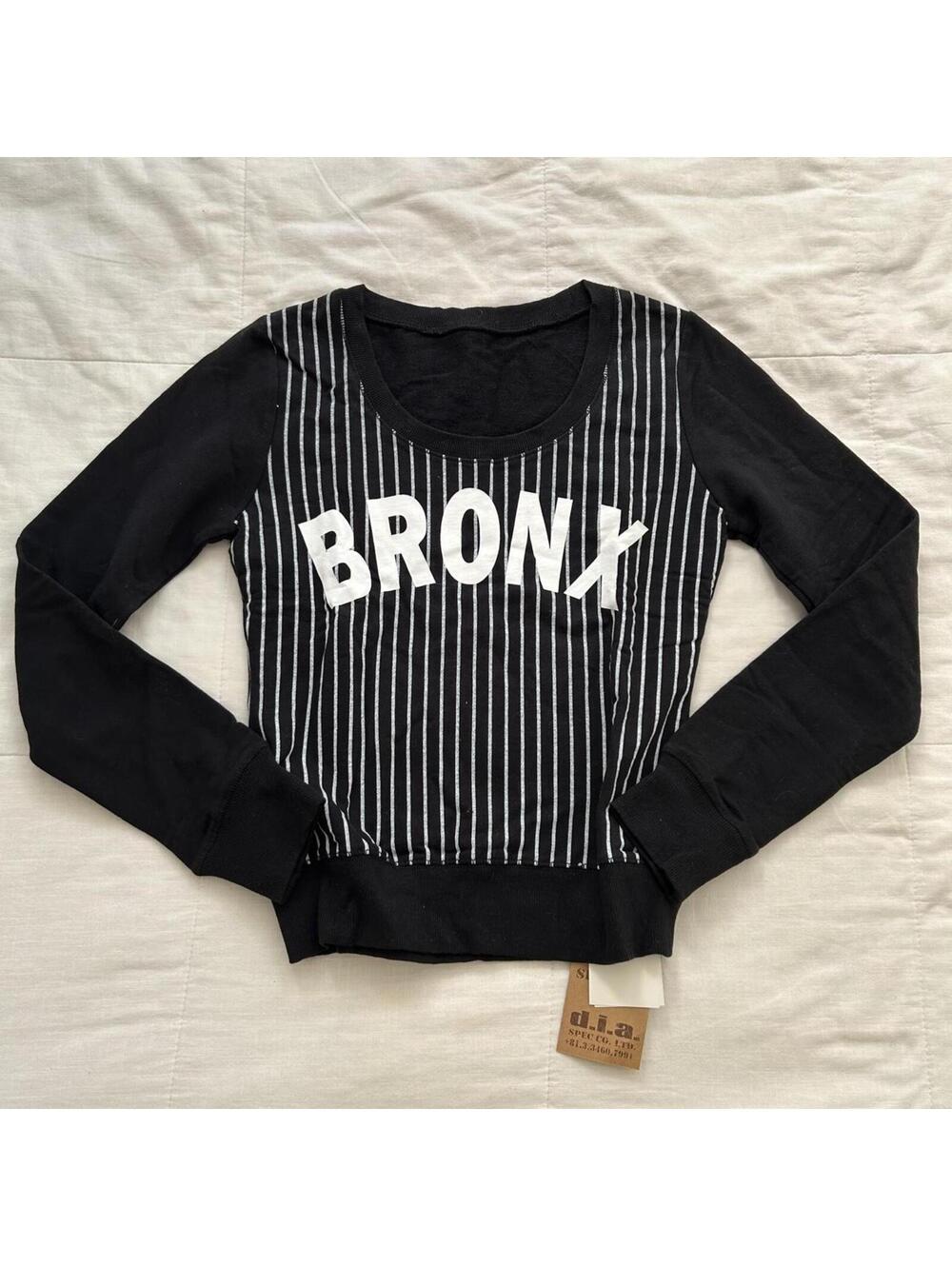 D.I.A. Black BRONX Pinstripe Long Sleeve Top Gyaru Y2K Small Japan